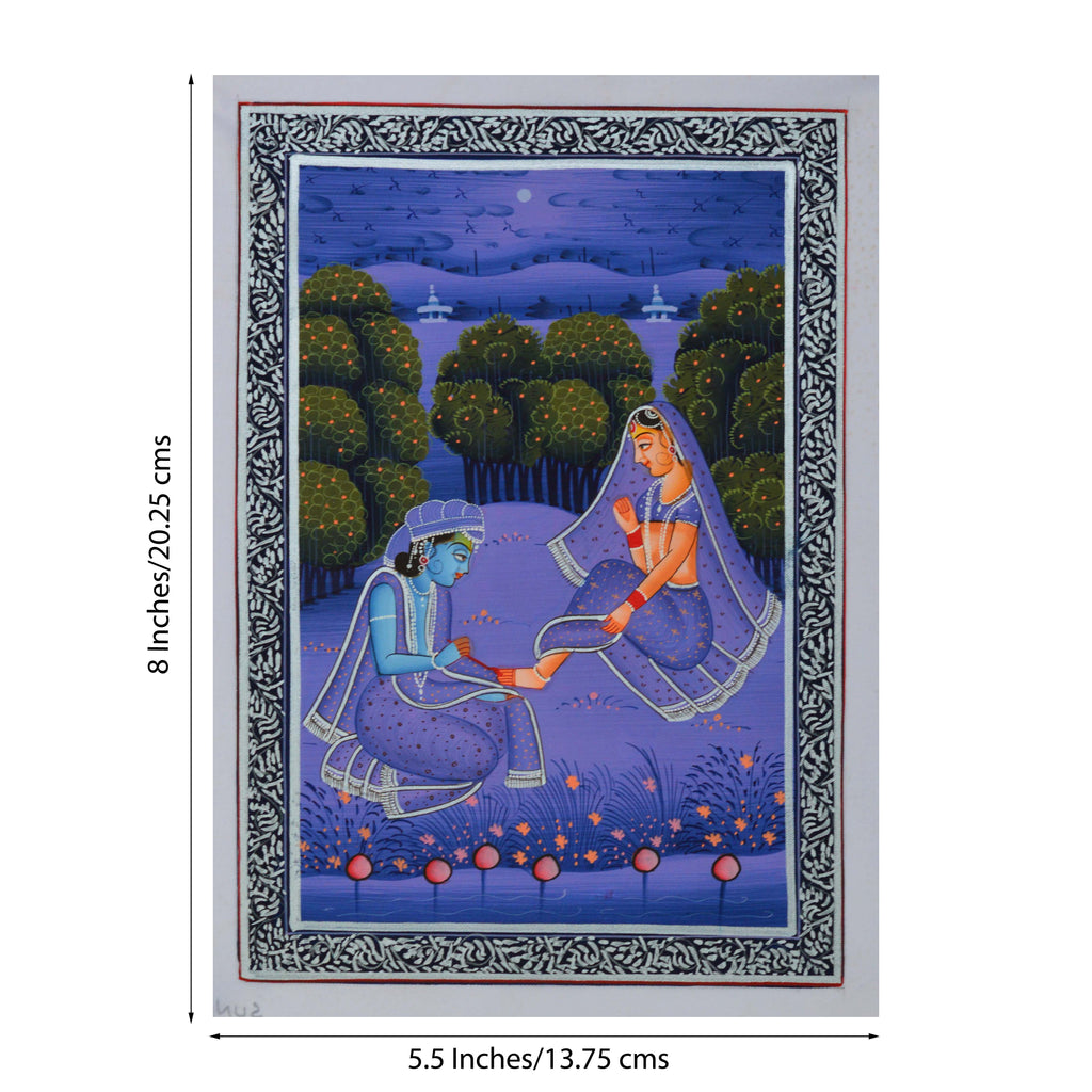Radha Krishna Original Art Silk Painting Kafalo