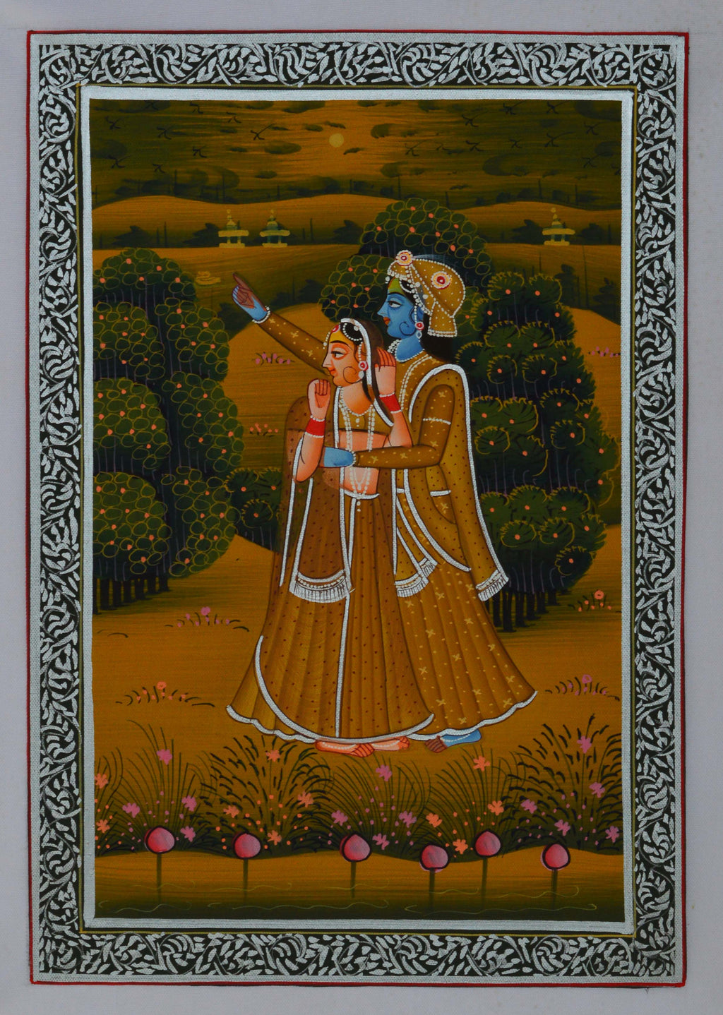 Radha Krishna Original Art Silk Painting Kafalo