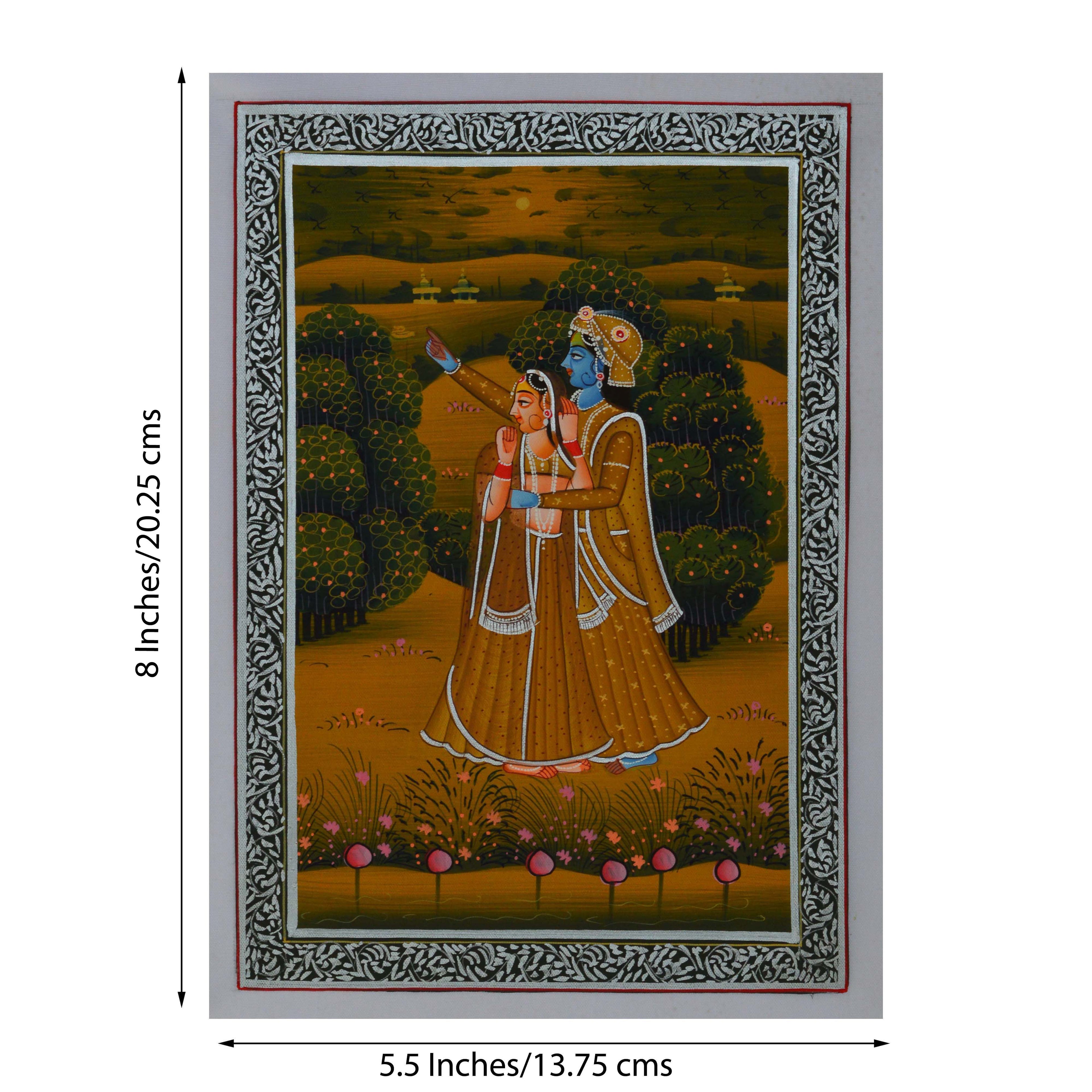 Radha Krishna Original Art Silk Painting Kafalo