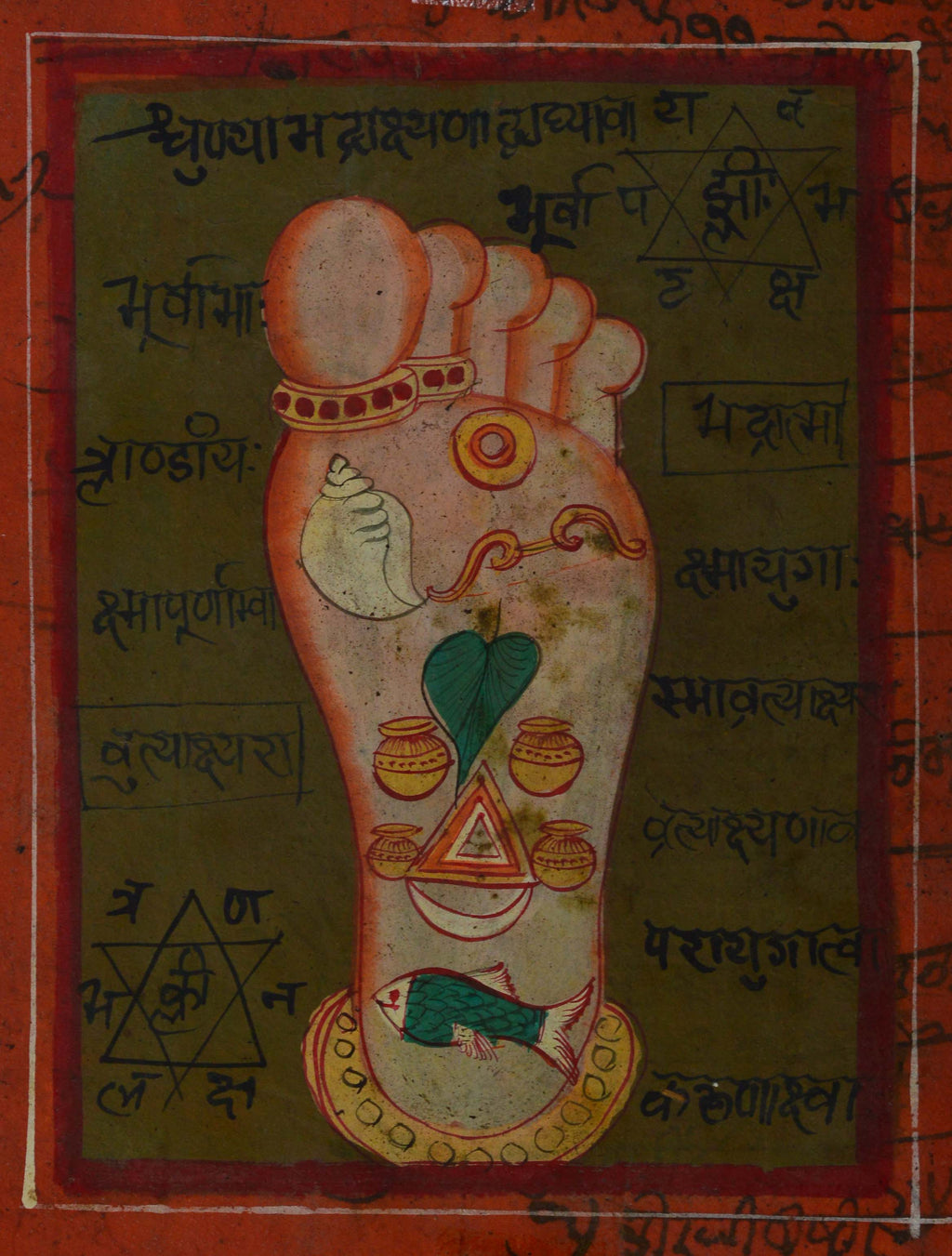 Holi Footprint of Indian Lord Original Art Paper Painting Kafalo