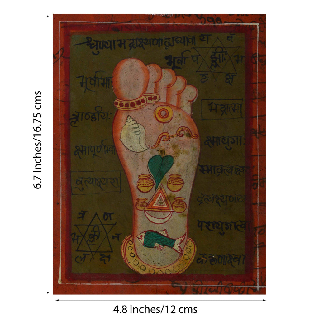 Holi Footprint of Indian Lord Original Art Paper Painting Kafalo