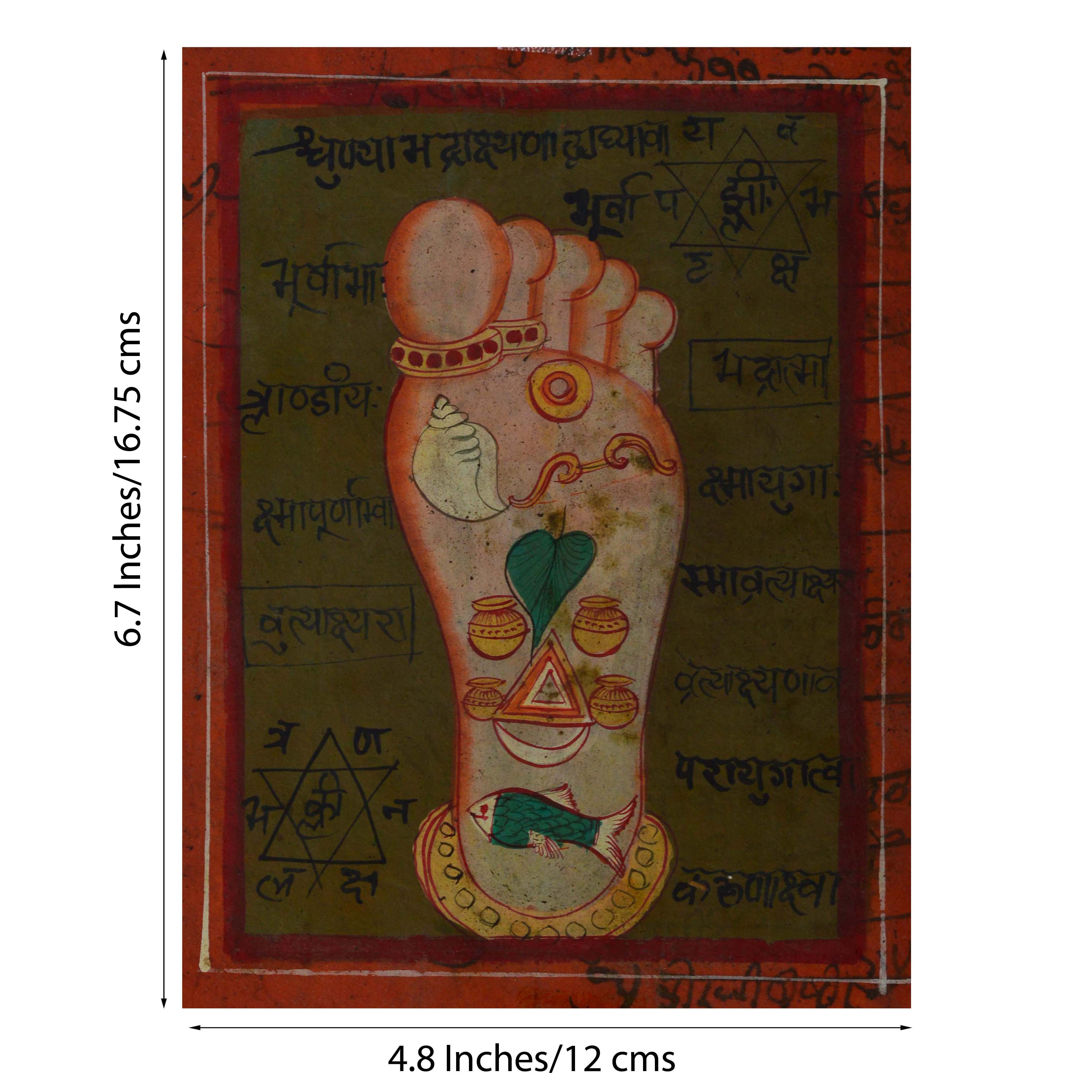 Holi Footprint of Indian Lord Original Art Paper Painting Kafalo