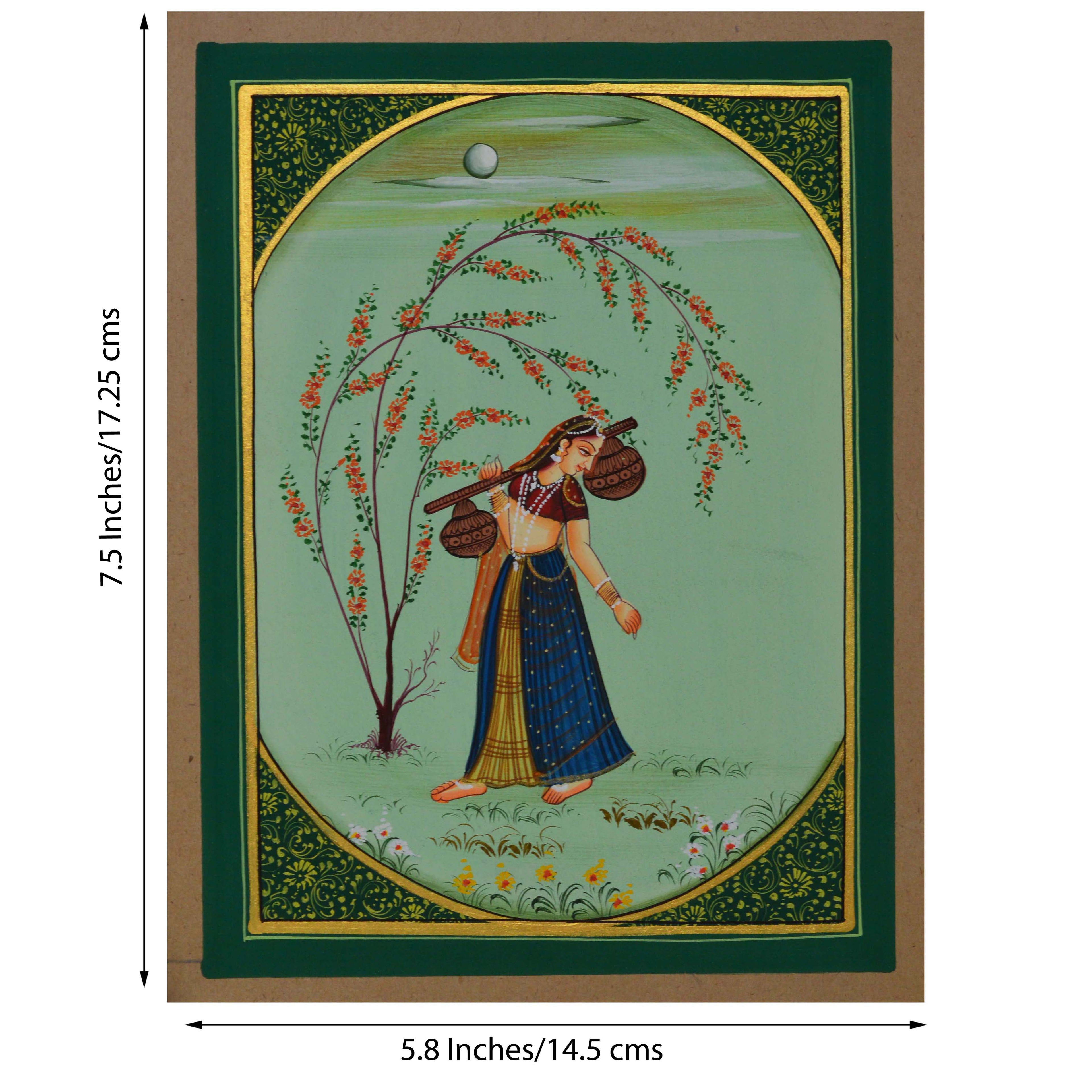 Ragini with Musical Instrument Original Art Paper Painting Kafalo