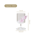 3D Pink Butterfly Ribbed Wine Glass 250ml Nestasia