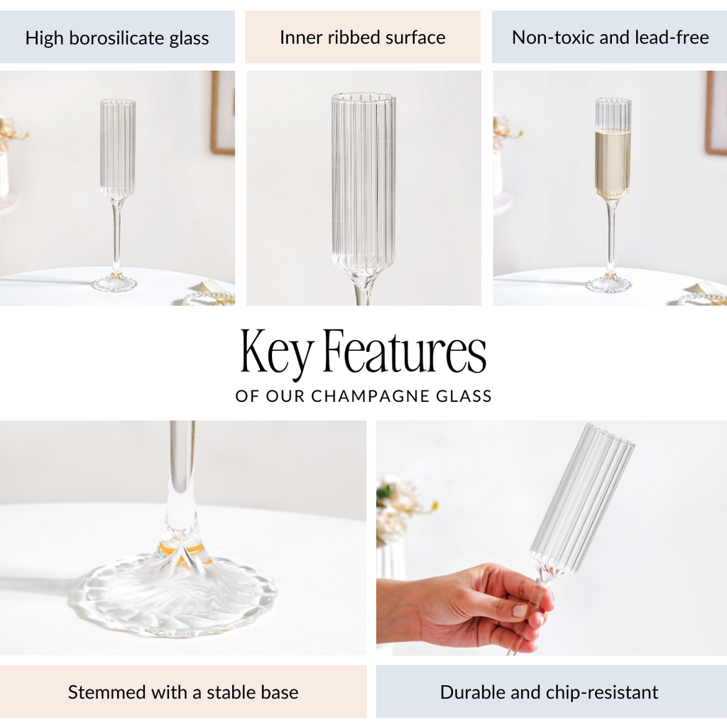Classic Ribbed Champagne Glass 180ml Nestasia