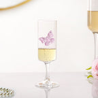 3D Pink Butterfly Stem Glass 190ml Nestasia