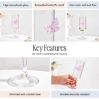 3D Pink Butterfly Stem Glass 190ml Nestasia