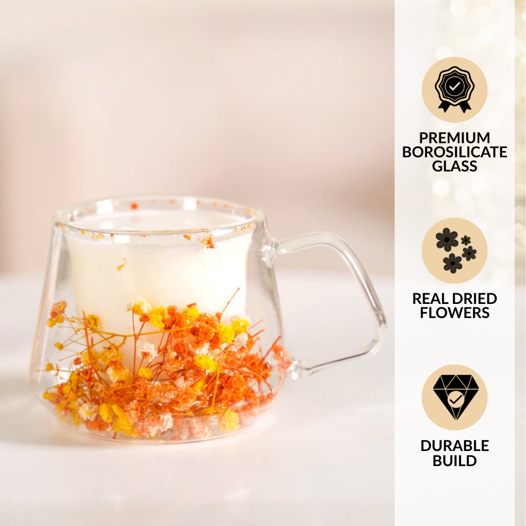 Spring Bloom Double Walled Coffee Mug Set Of 2 180ml Nestasia