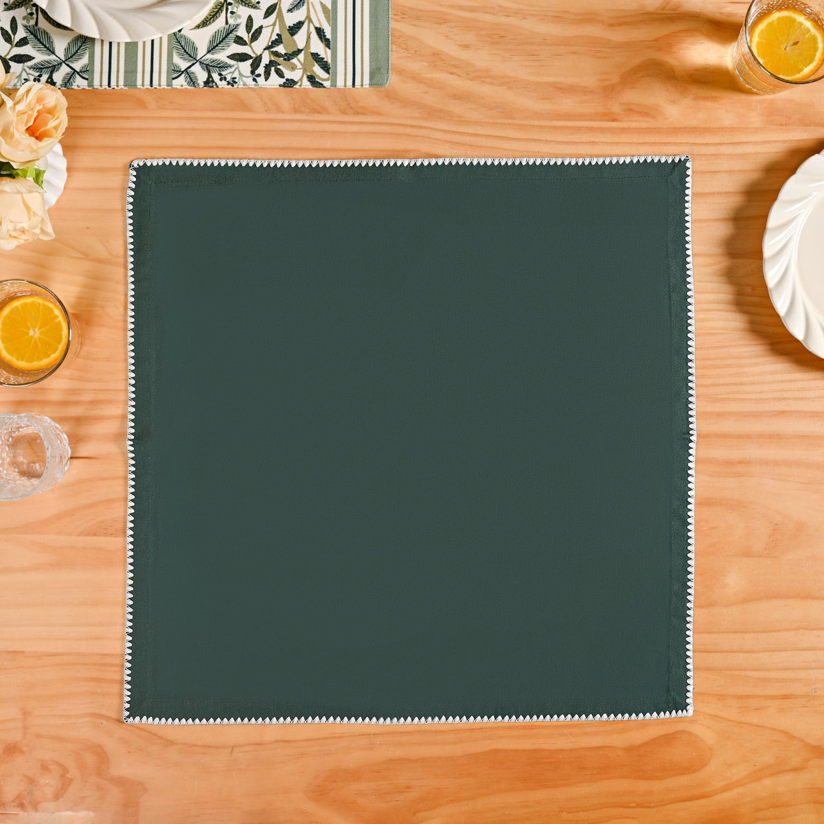 Sacramento Green Water Resistant Cotton Napkin Set Of 4 Nestasia