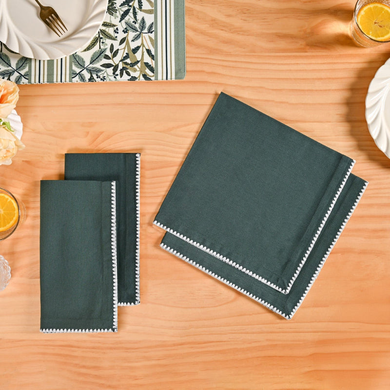 Sacramento Green Water Resistant Cotton Napkin Set Of 4 Nestasia