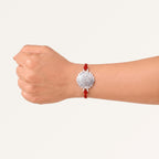 Sacred Brass Rakhi With Silver Finish Gift Set Nestasia