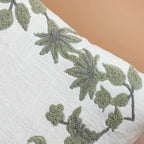 Sage Bloom Cotton Canvas Embroidered Cushion Cover 40x40cm Nestasia
