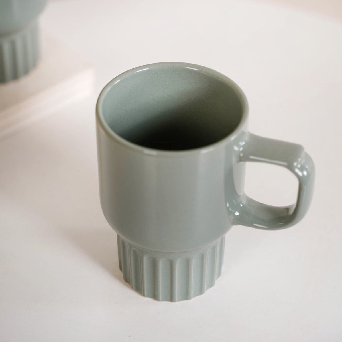 Ribelle Ceramic Stackable Mug Set Of 4 Sage Green 270ml Nestasia