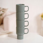 Ribelle Ceramic Stackable Mug Set Of 4 Sage Green 270ml Nestasia