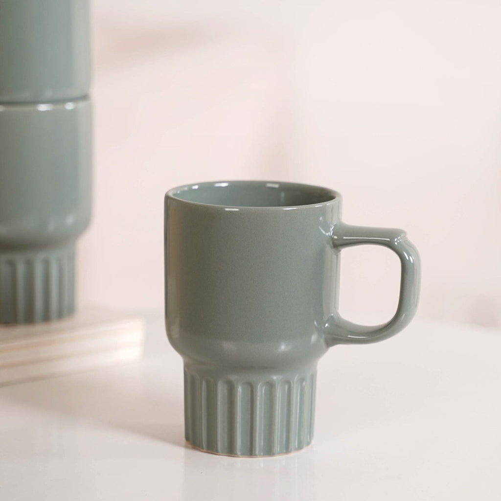 Ribelle Ceramic Stackable Mug Set Of 4 Sage Green 270ml Nestasia