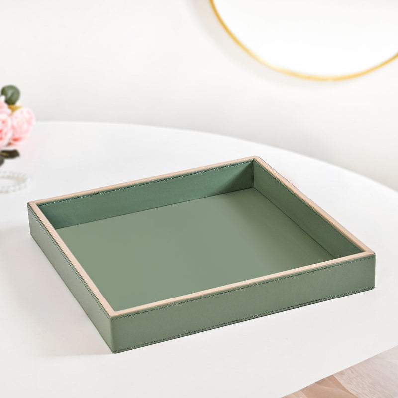 Vegan Leather Desk Organizer Tray Sage Green Nestasia