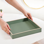 Vegan Leather Desk Organizer Tray Sage Green Nestasia
