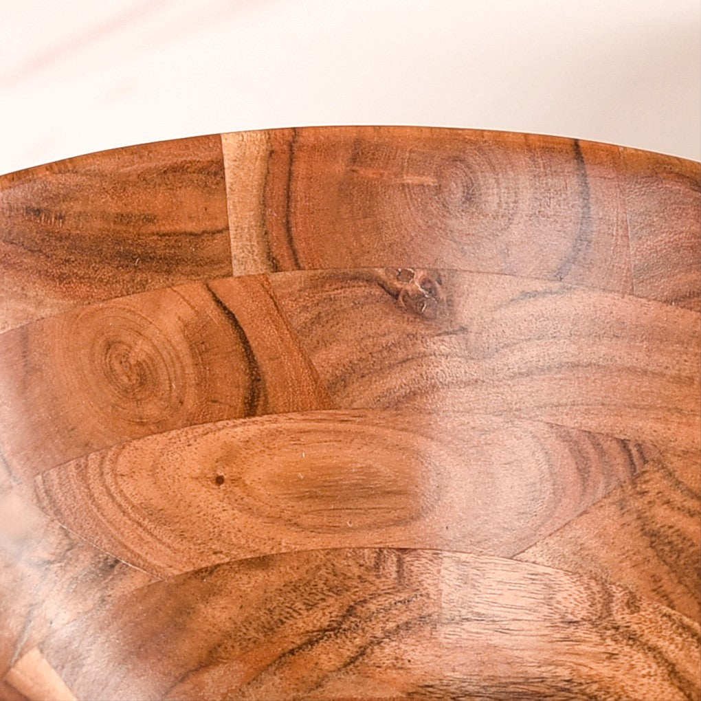 Set Of 2 Earthy Acacia Wood Salad Bowl Nestasia