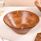 Set Of 2 Earthy Acacia Wood Salad Bowl Nestasia