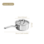 Saucepan Tri Ply Stainless Steel Heavy Bottom 1500ml Nestasia