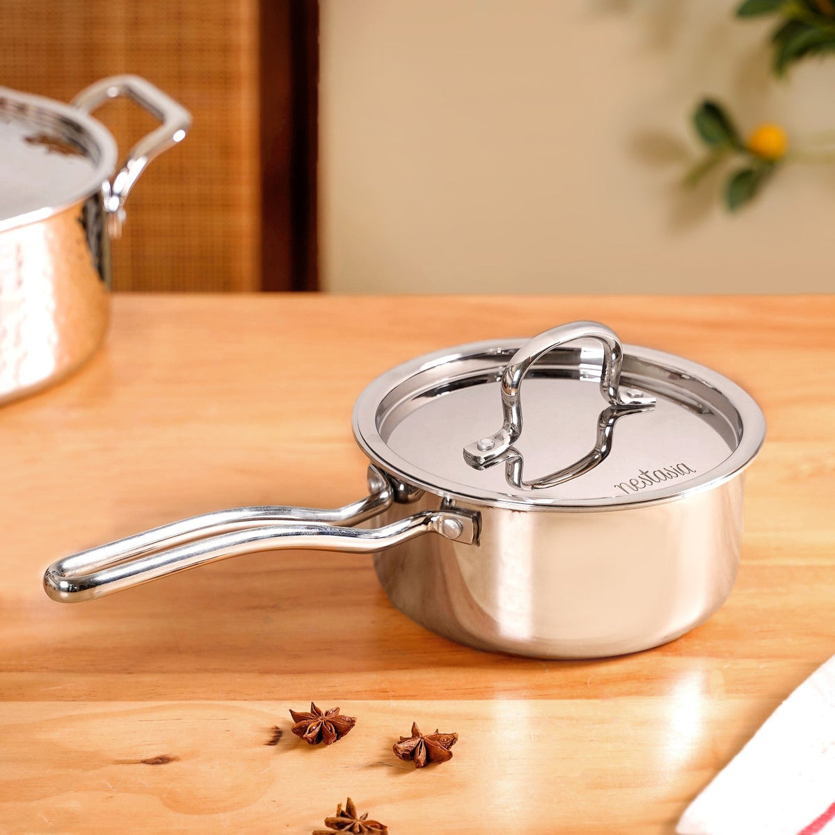 Saucepan Tri Ply Stainless Steel Heavy Bottom 1500ml Nestasia
