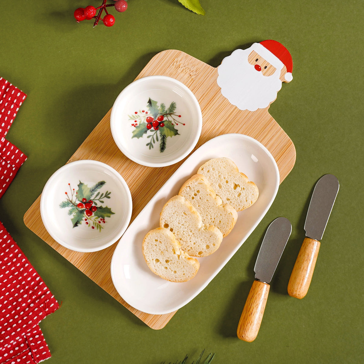 Mistletoe Santa Serving Platter Set Of 6 Nestasia
