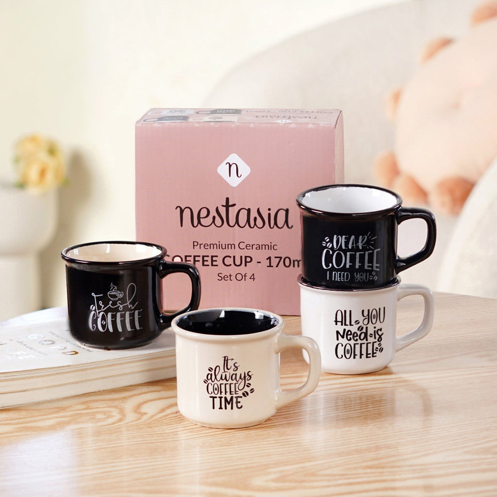 Sassy Brew Quotes Coffee Cup Set Of 4 170ml Nestasia