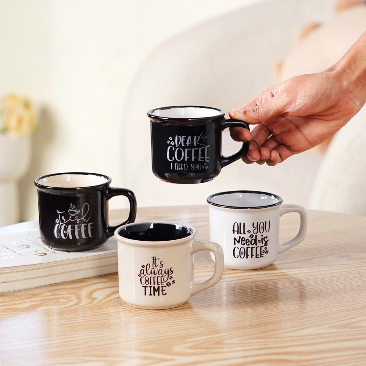 Sassy Brew Quotes Coffee Cup Set Of 4 170ml Nestasia