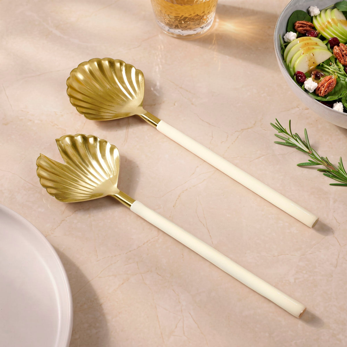 Scallop Shell Gold Serving Spoon Set Of 2 Nestasia