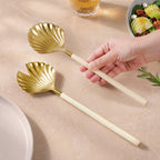 Scallop Shell Gold Serving Spoon Set Of 2 Nestasia