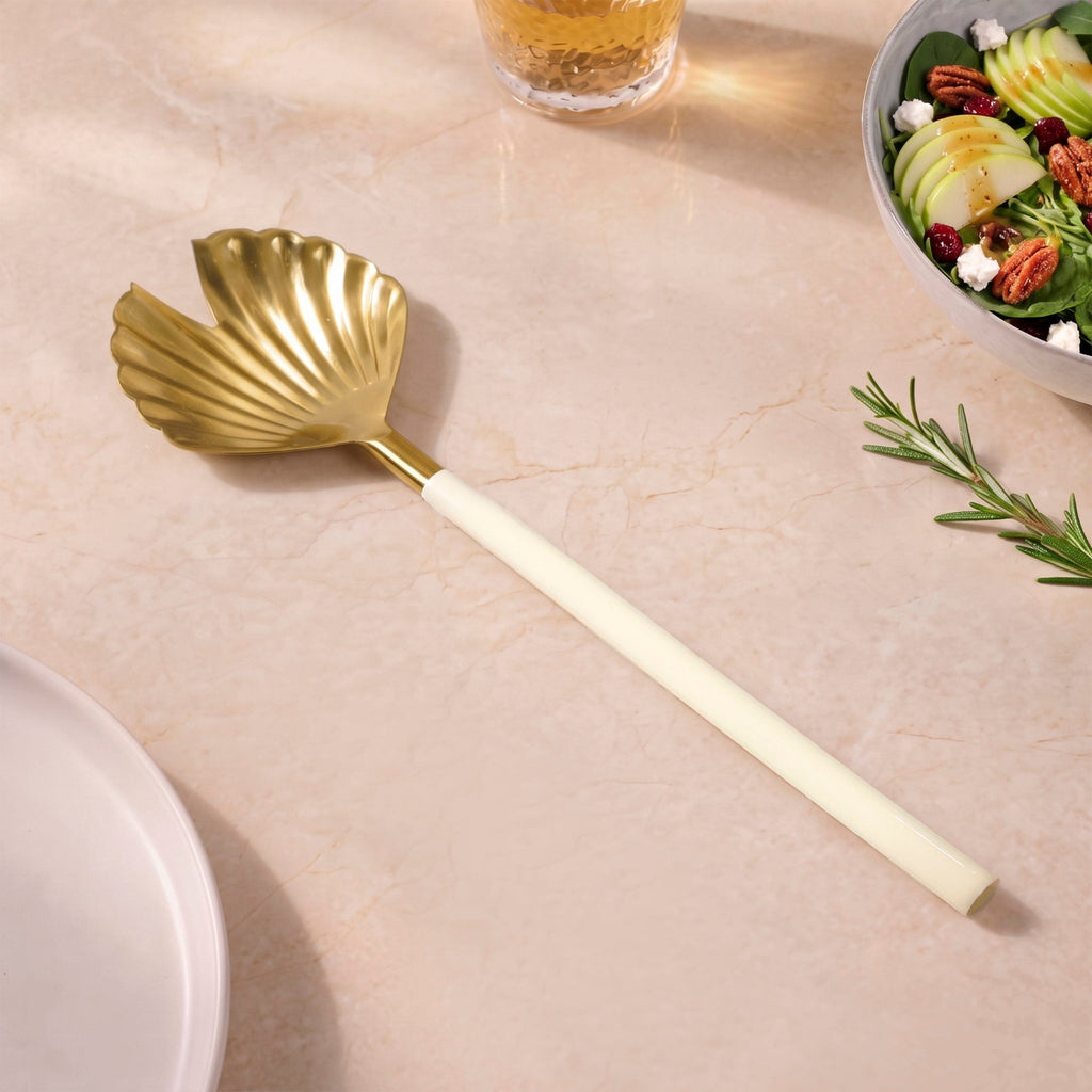 Scallop Shell Gold Serving Spoon Set Of 2 Nestasia