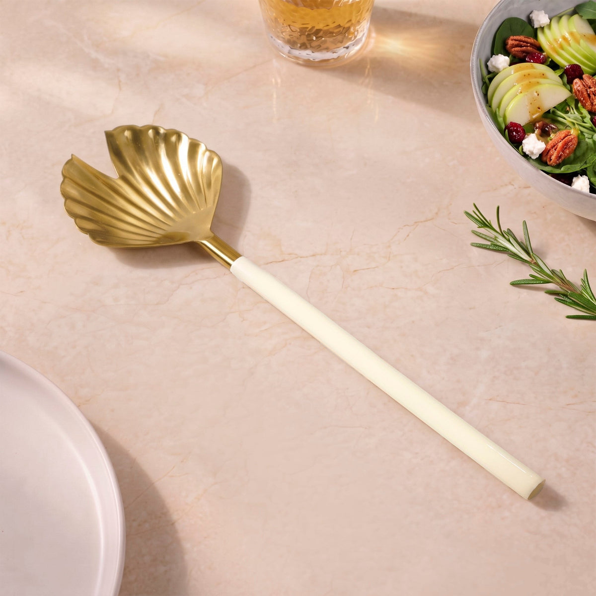Scallop Shell Gold Serving Spoon Set Of 2 Nestasia