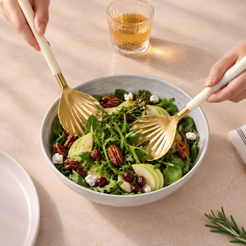 Scallop Shell Gold Serving Spoon Set Of 2 Nestasia