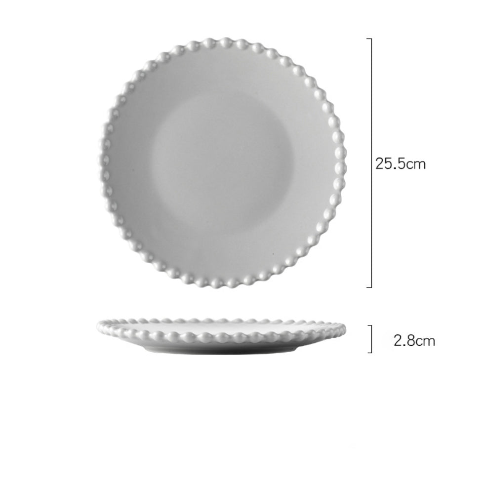 Scalloped Dinner Plate Grey 10 Inch Nestasia