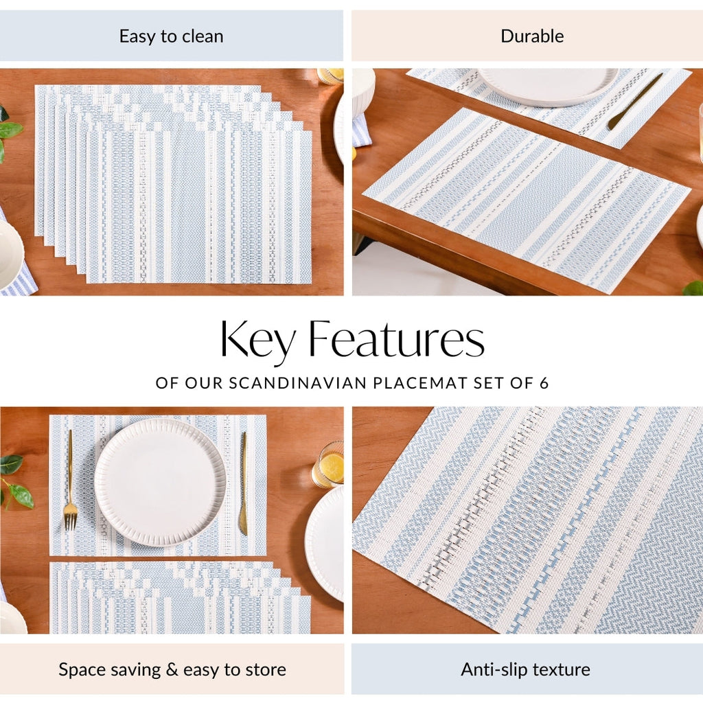Scandinavian Dining Table Placemat Set Of 6 Nestasia