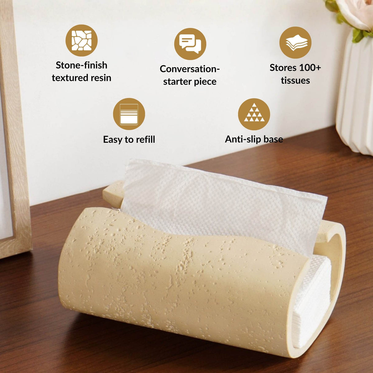 Sculpt Wave Tissue Holder Beige Nestasia