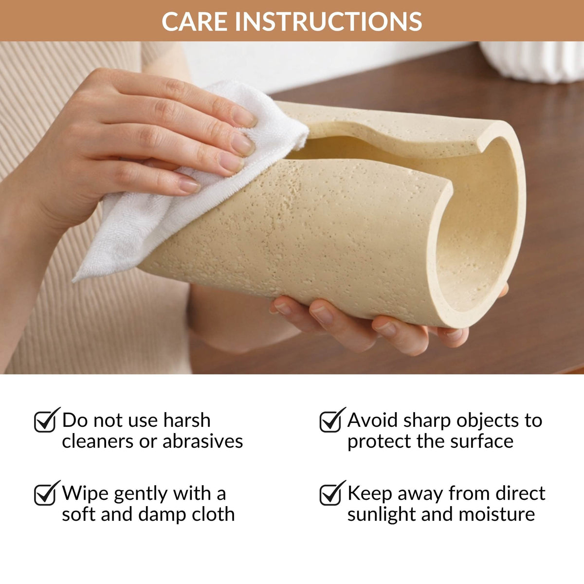 Sculpt Wave Tissue Holder Beige Nestasia