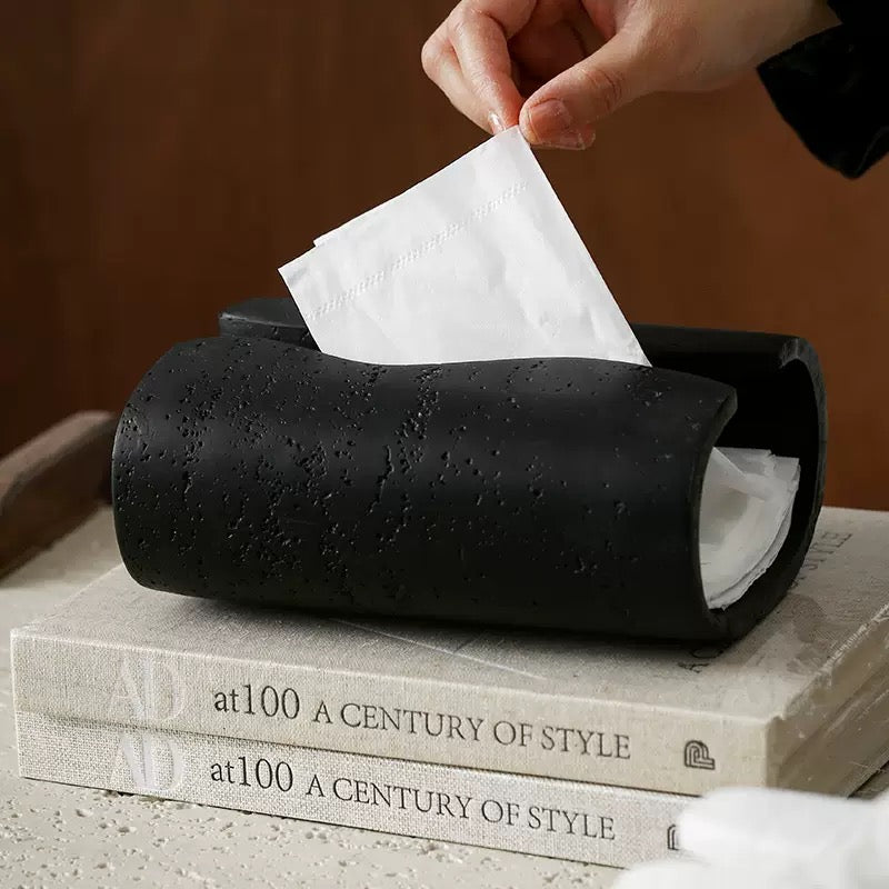 Sculpt Wave Tissue Holder Black Nestasia