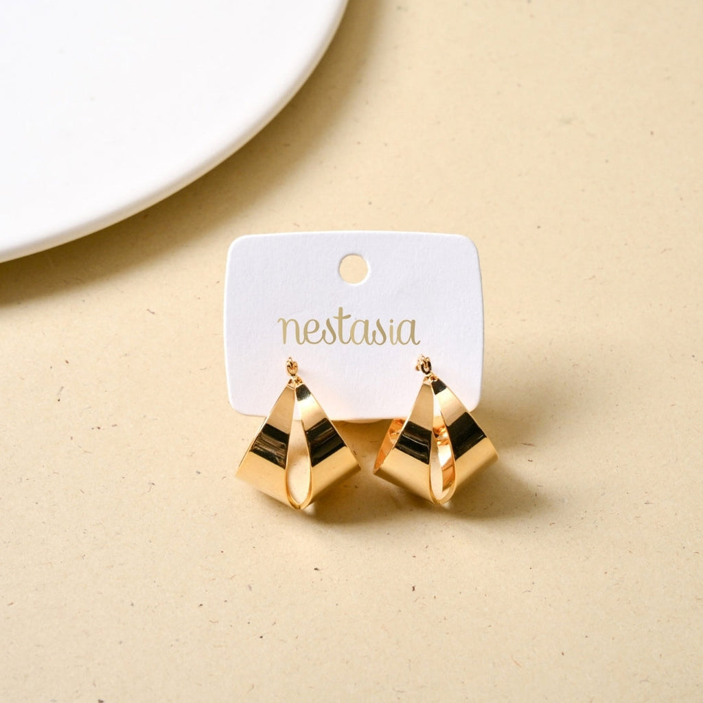 Sculptural Gold Abstract Statement Hoops Nestasia