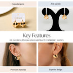 Sculptural Gold Abstract Statement Hoops Nestasia