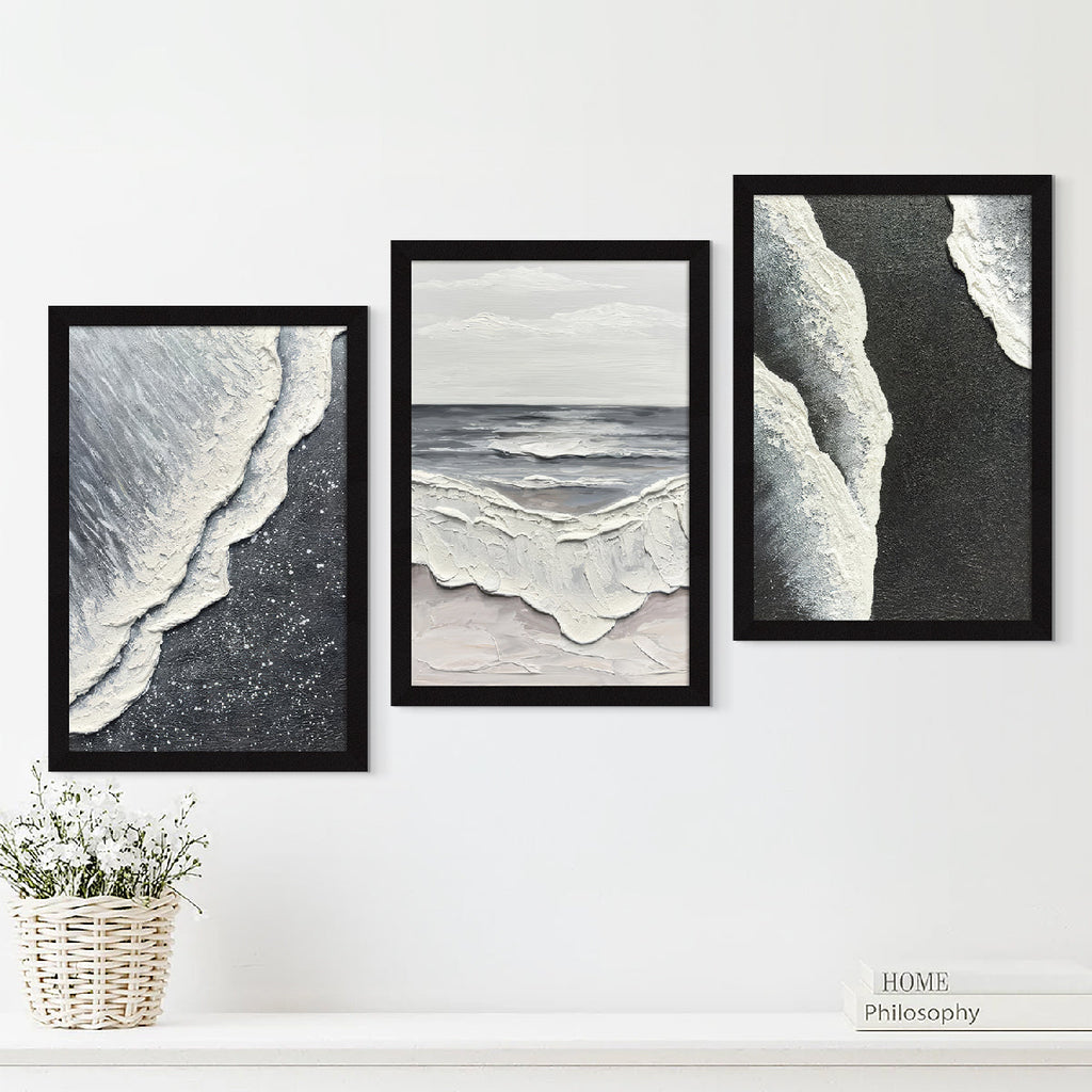 Black & White Abstract Painting for Living Room | Modern Wall Art, AXIII-53-BCH ArtX