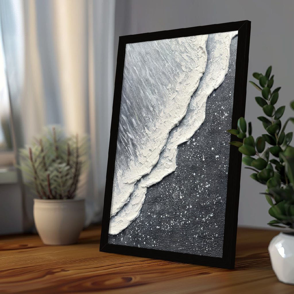 Black & White Abstract Painting for Living Room | Modern Wall Art, AXIII-53-BCH ArtX