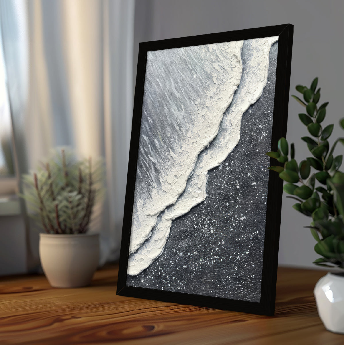 Black & White Abstract Painting for Living Room | Modern Wall Art, AXIII-53-BCH ArtX
