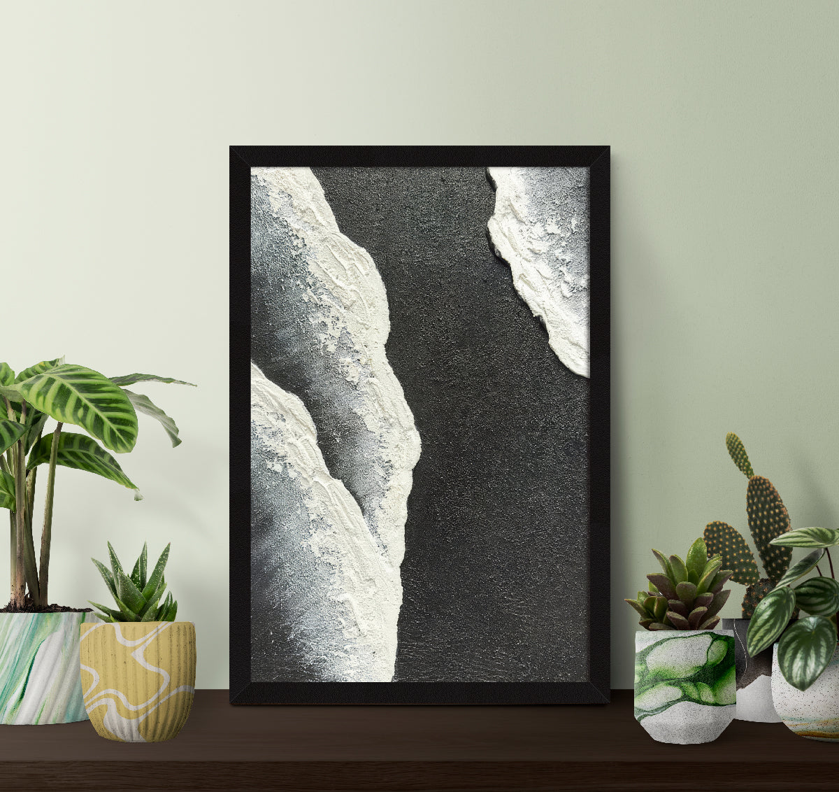 Black & White Abstract Painting for Living Room | Modern Wall Art, AXIII-53-BCH ArtX