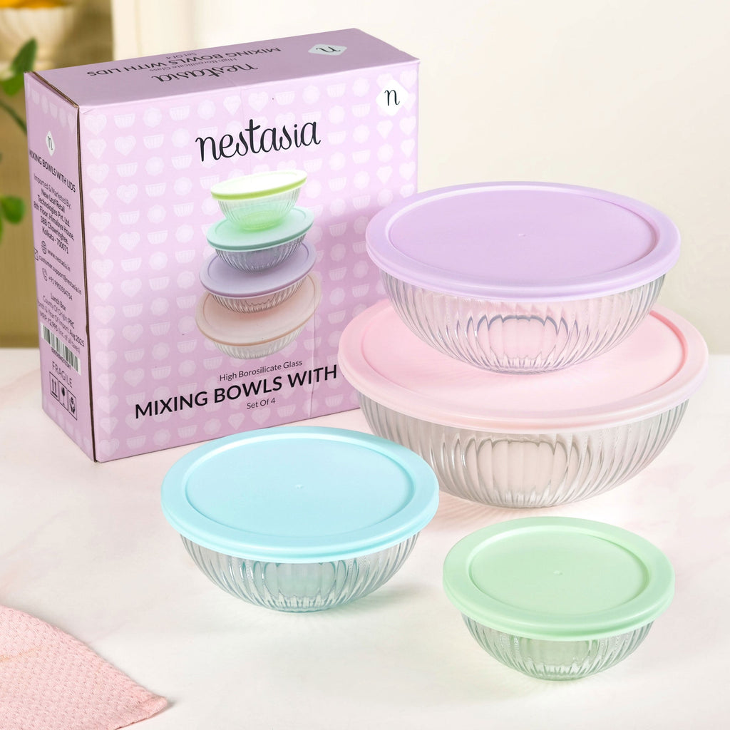 Sealpro Fluted Glass Container Set Of 4 S 500ml M 1000ml L 2000ml XL 3500ml Nestasia
