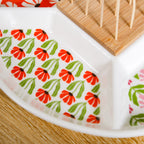 Flower Power Ceramic Section Plate With Toothpick Set 23cm Nestasia
