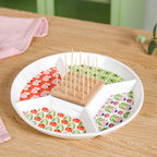 Flower Power Ceramic Section Plate With Toothpick Set 23cm Nestasia