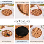 Sectioned Acacia Wood Lazy Susan Platter 30cm Nestasia