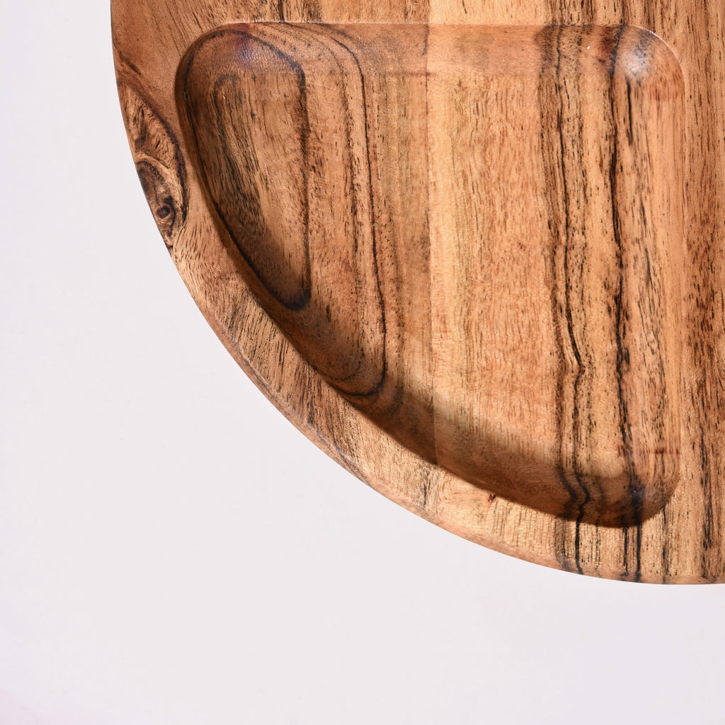 Sectioned Acacia Wood Lazy Susan Platter 30cm Nestasia