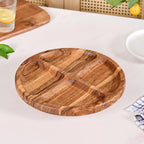 Sectioned Acacia Wood Lazy Susan Platter 30cm Nestasia